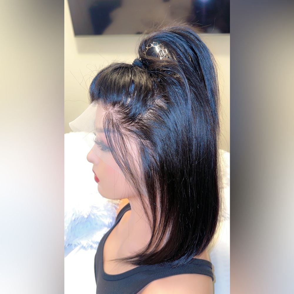 12” Human Hair Bob Wig - Picture 9 of 16